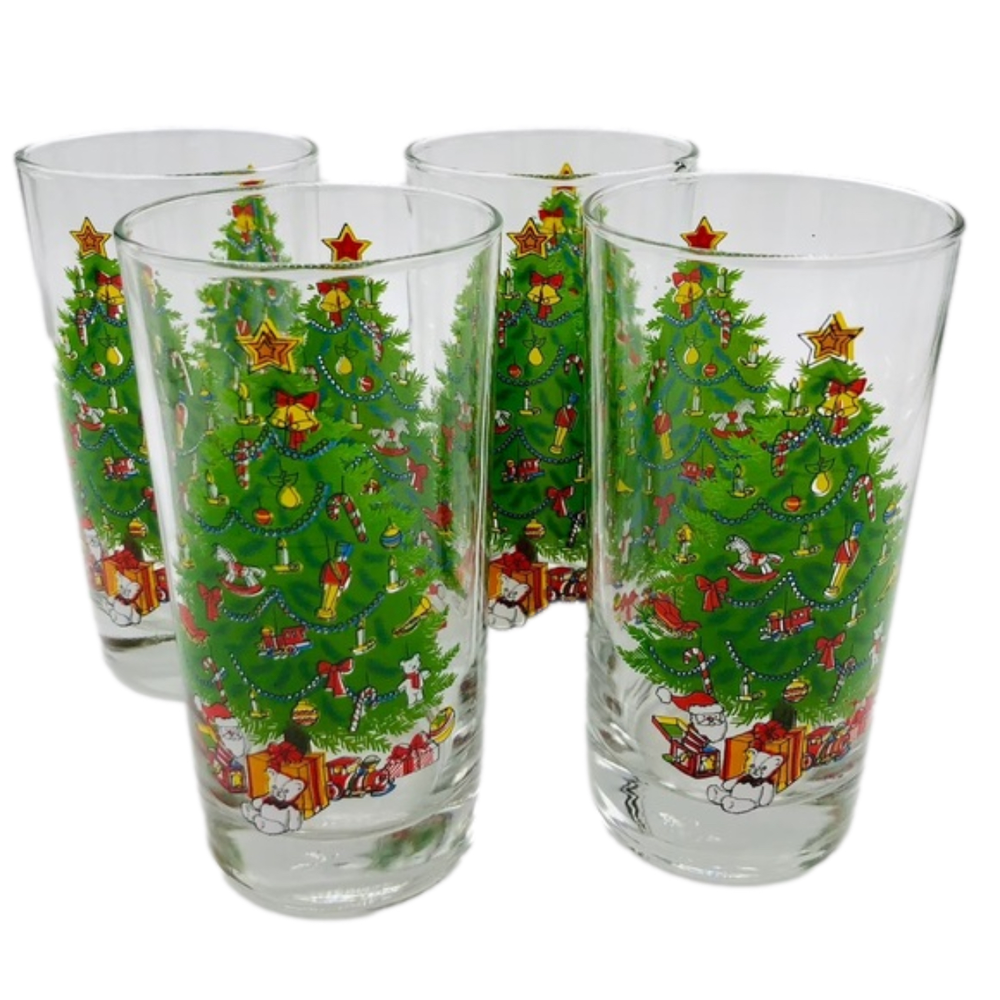 Vintage Anchor Hocking Holiday Magic Glasses Set of 4